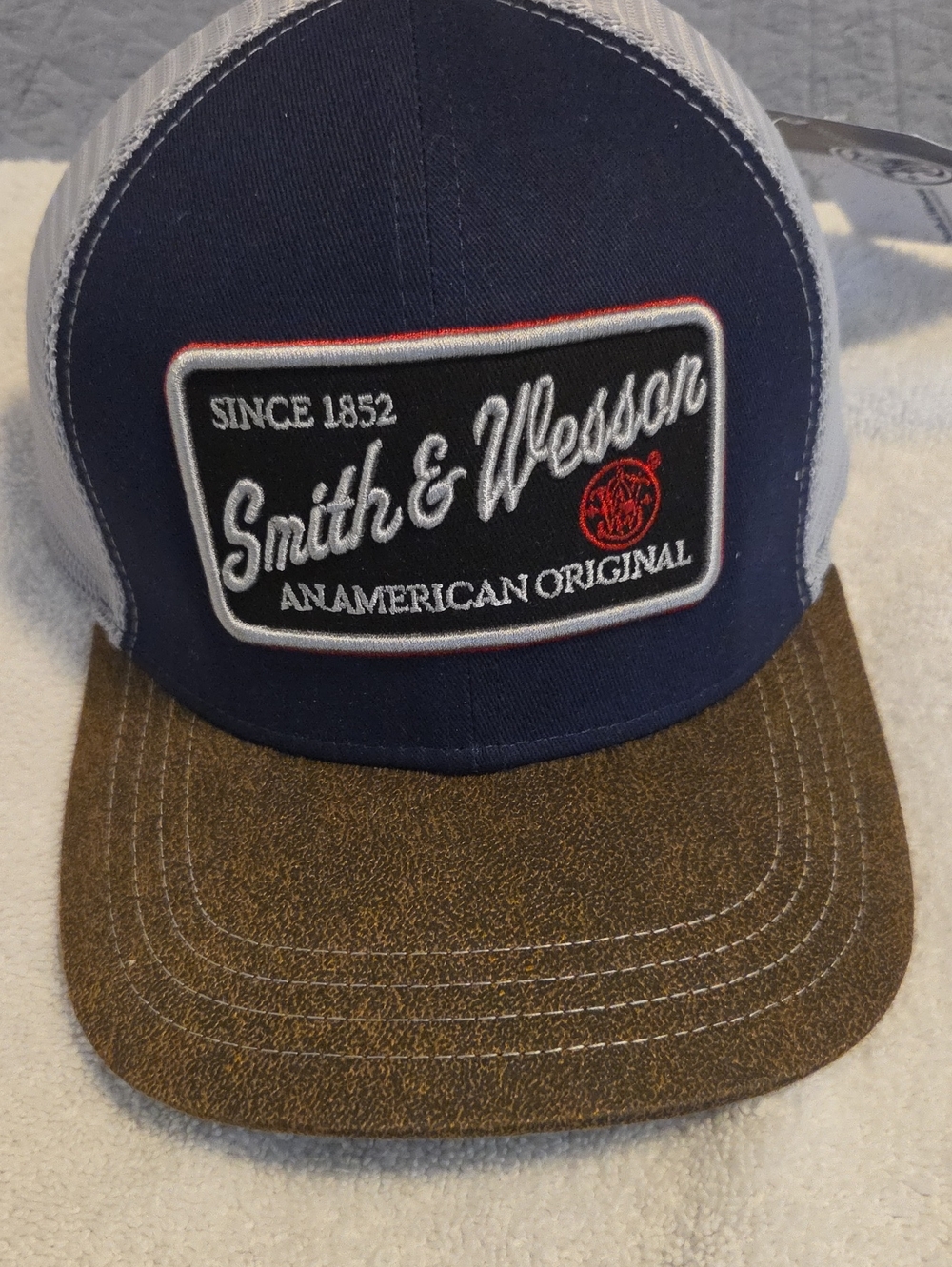 Navy and Brown Mesh Trucker Hat